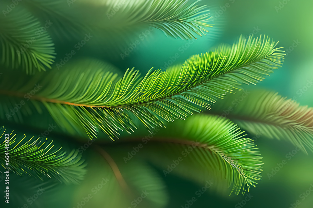 close-up of green spruce branches