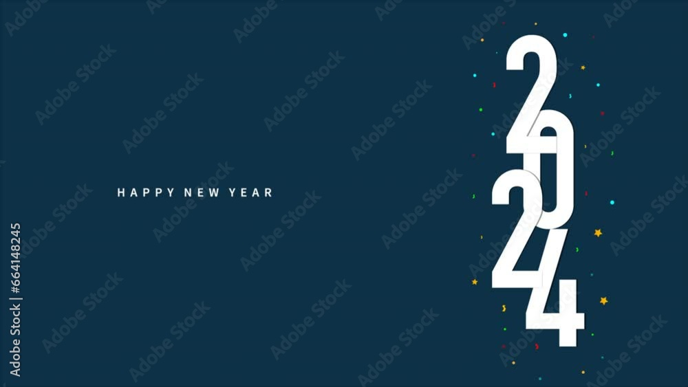 Happy New Year 2024 Blue Background Motion Graphic Happy New Year 2024 Blue Background Motion Graphic