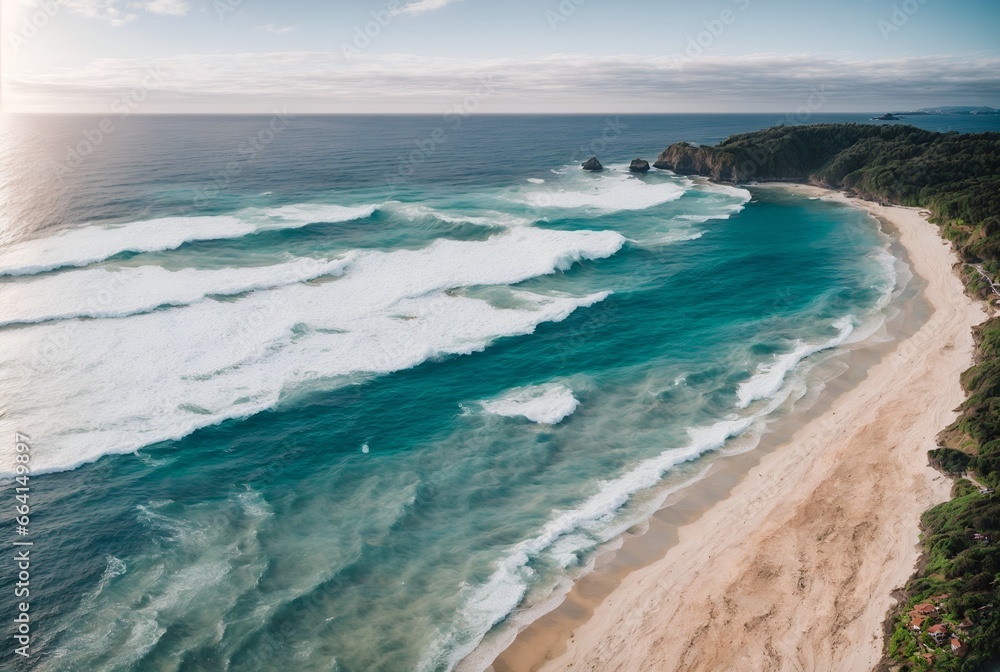 Beach and waves top view background