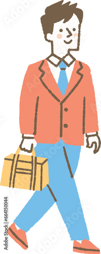制服を着て登校する男子高校生_色