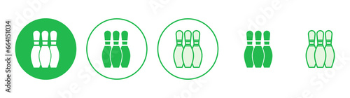 Bowling icon set. bowling ball and pin icon. bowling pins