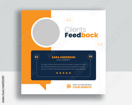 Customer feedback testimonial social media post web banner template	