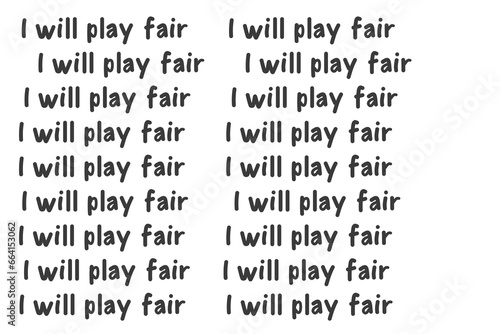 Obraz na plátně Digital png illustration of repeated i will play fair text on transparent backgr