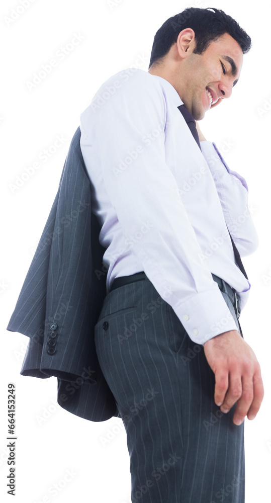 Digital png photo of happy biracial businessman on transparent background