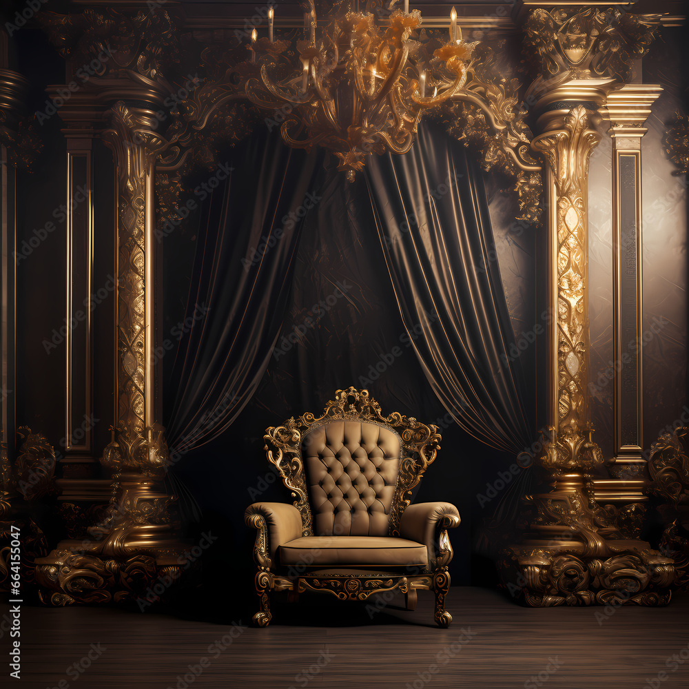 Fototapeta premium Luxury Golden and Black Interior