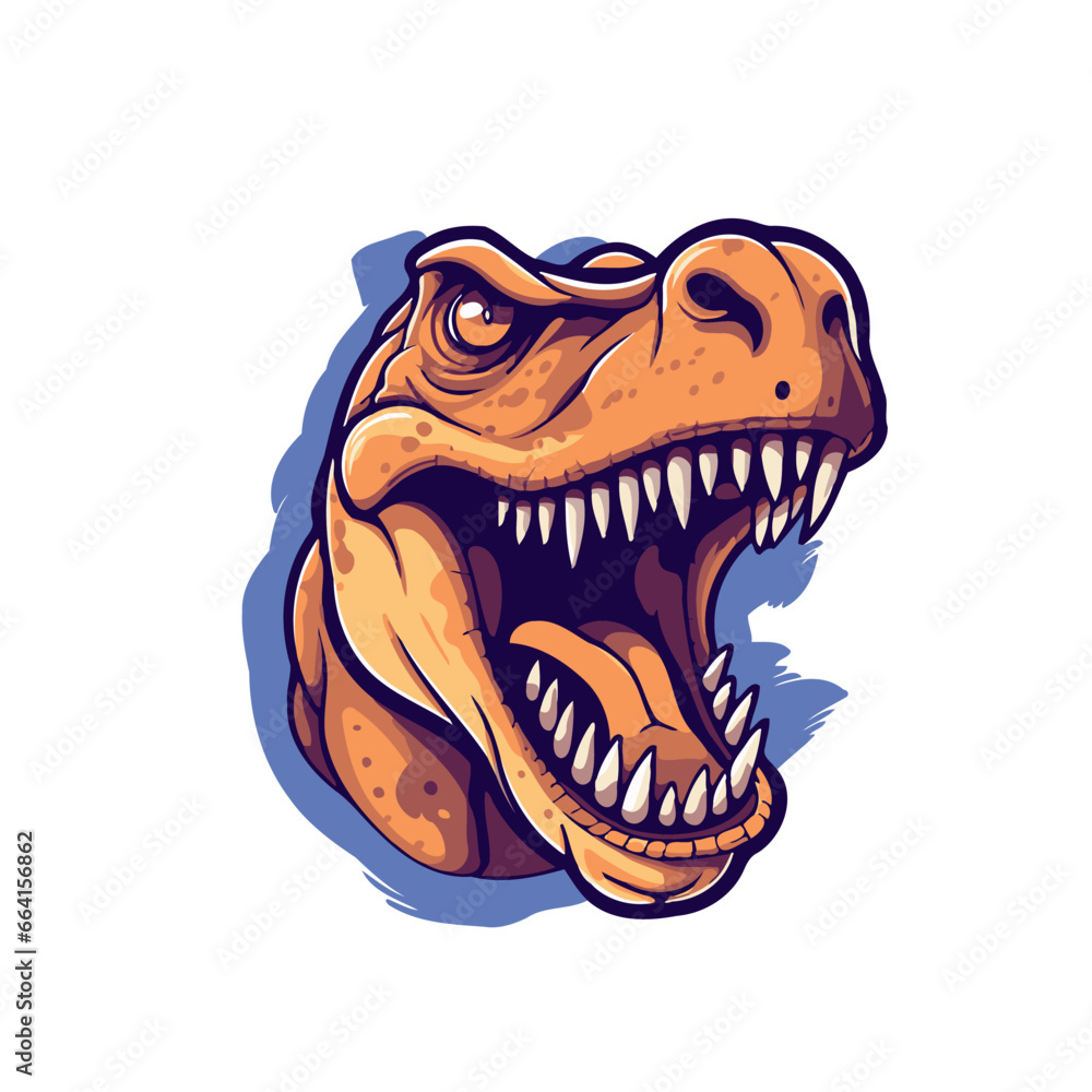 Tyrannosaurus dinosaur head vector illustration isolated on white background.