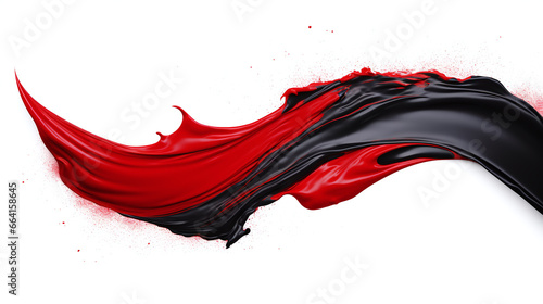 Black and red paint brush stroke isolated on white background.