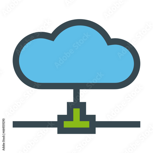 Cloud storage icon symbol vector image. Illustration of the database server hosting cloud system digital design image