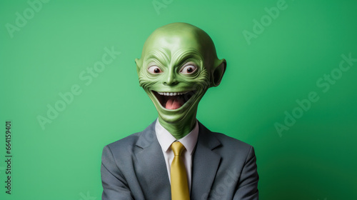 Image of an alien business man. Humanoid from an other planet portrait on studio background. © PaulShlykov