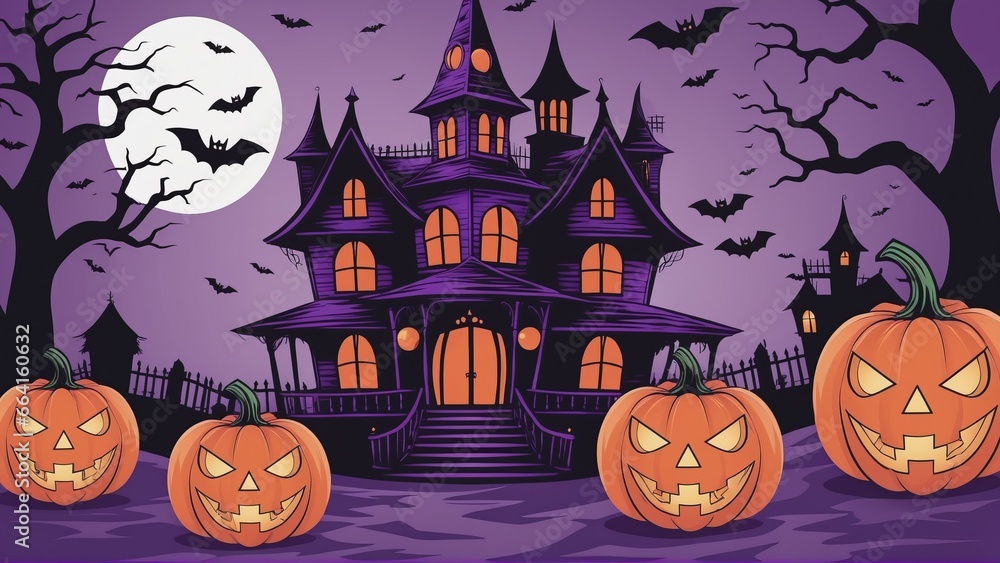 halloween background with pumpkin and bats halloween background with pumpkin and bats