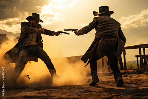 Cowboy duel or gunfight photo