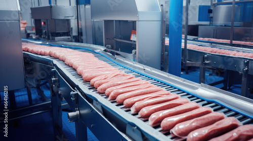 meat-packing plant sausage production, conveyor