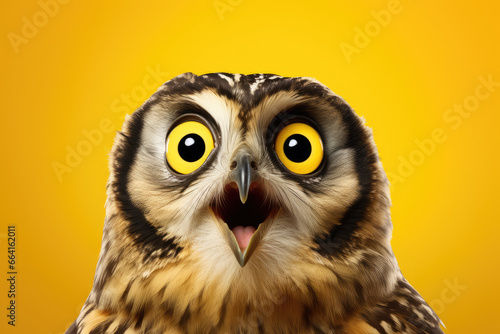 portrait of an owl with a shocked face