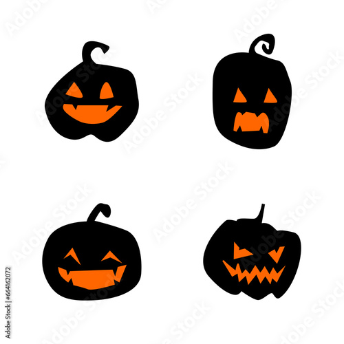Horror pumpkin icon, halloween element.