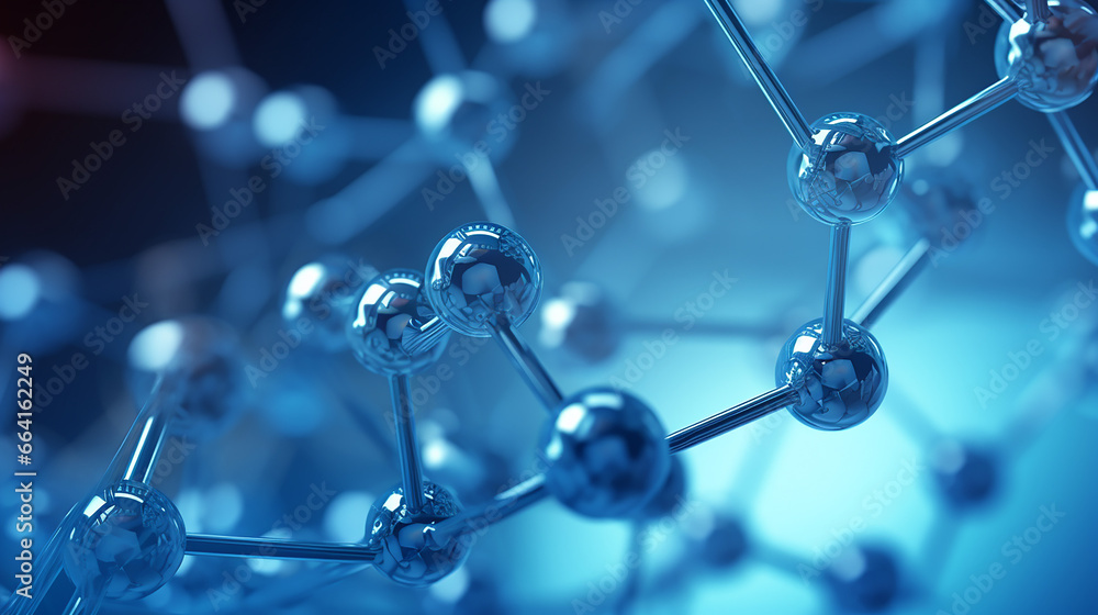Close-up view of an Exploring the Blue World of Molecular Structures Close-up view of an Exploring the Blue World of Molecular Structures