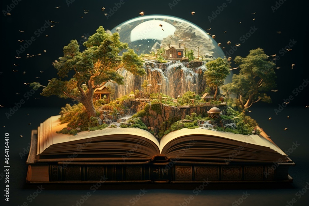 Naklejka premium book and knowledge. Generative AI