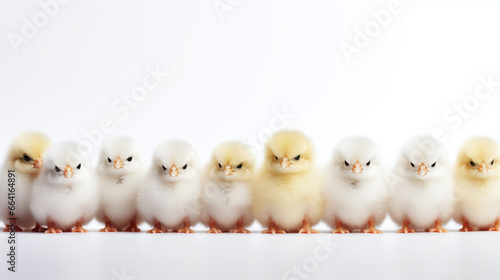 A group of little chicken on white background. © Shanorsila