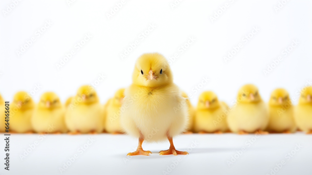 A group of little chicken on white background. A group of little chicken on white background.