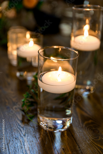 Candlelight Water Jars with Candles at Wedding