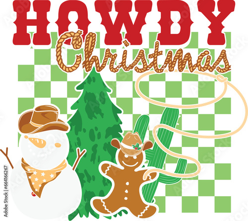 Western Christmas Sublimation Illustration