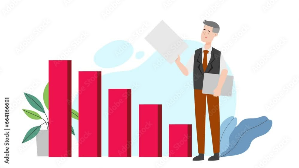 Man presenting business loss data illustration design Man presenting business loss data illustration design