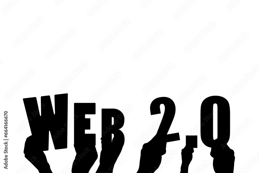 Digital png illustration of hands and web 2,0 text on transparent background Digital png illustration of hands and web 2,0 text on transparent background