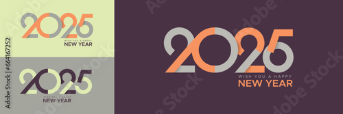 Happy new year 2025 with modern and minimalist number design style. 2025 new year celebration template