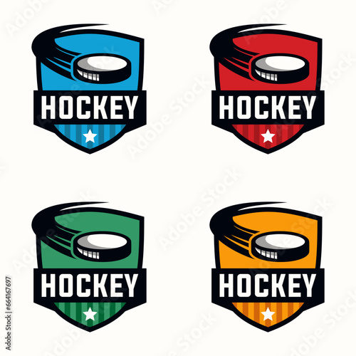 hockey sport vector graphic template. ice sport tournament in badge emblem style illustration.