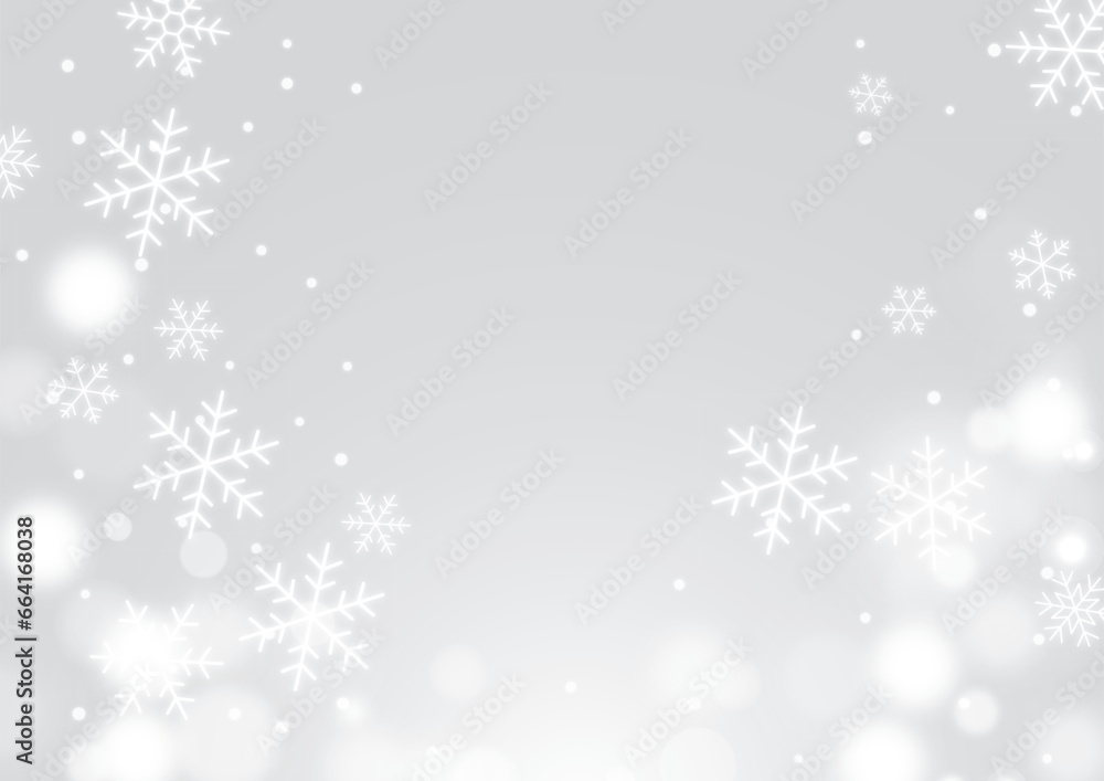 冬の光彩キラキラなクリスマス雪結晶背景シルバー