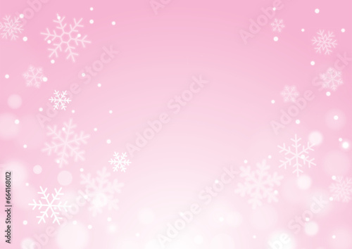 冬の光彩キラキラなクリスマス雪結晶背景ピンク