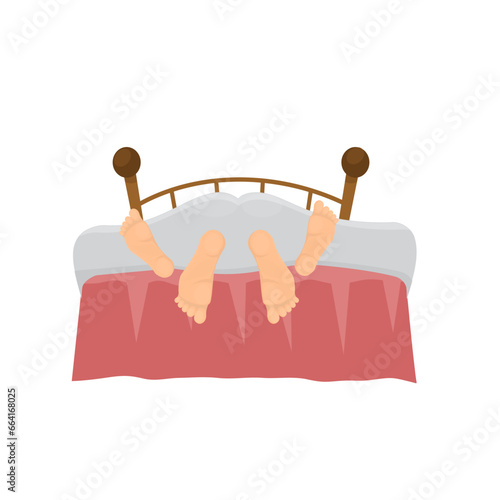 Lovers. Couple of lovers have sex under a blanket, vector illustration