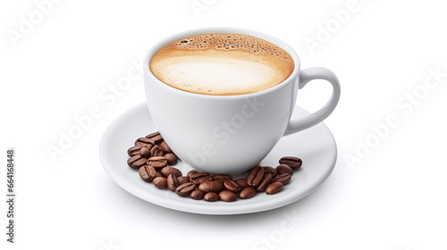 hot coffee on white background.