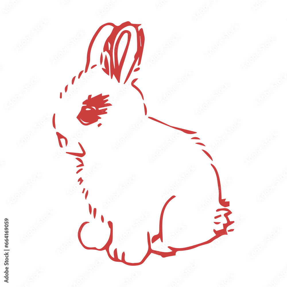 Naklejka premium Digital png illustration of red rabbit on transparent background