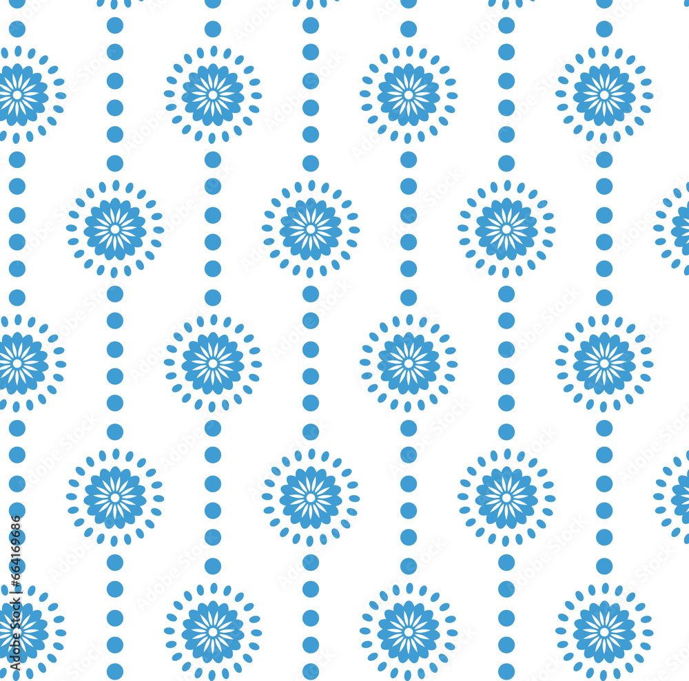 Digital png photo of blue pattern of repeated floral shapes on transparent background