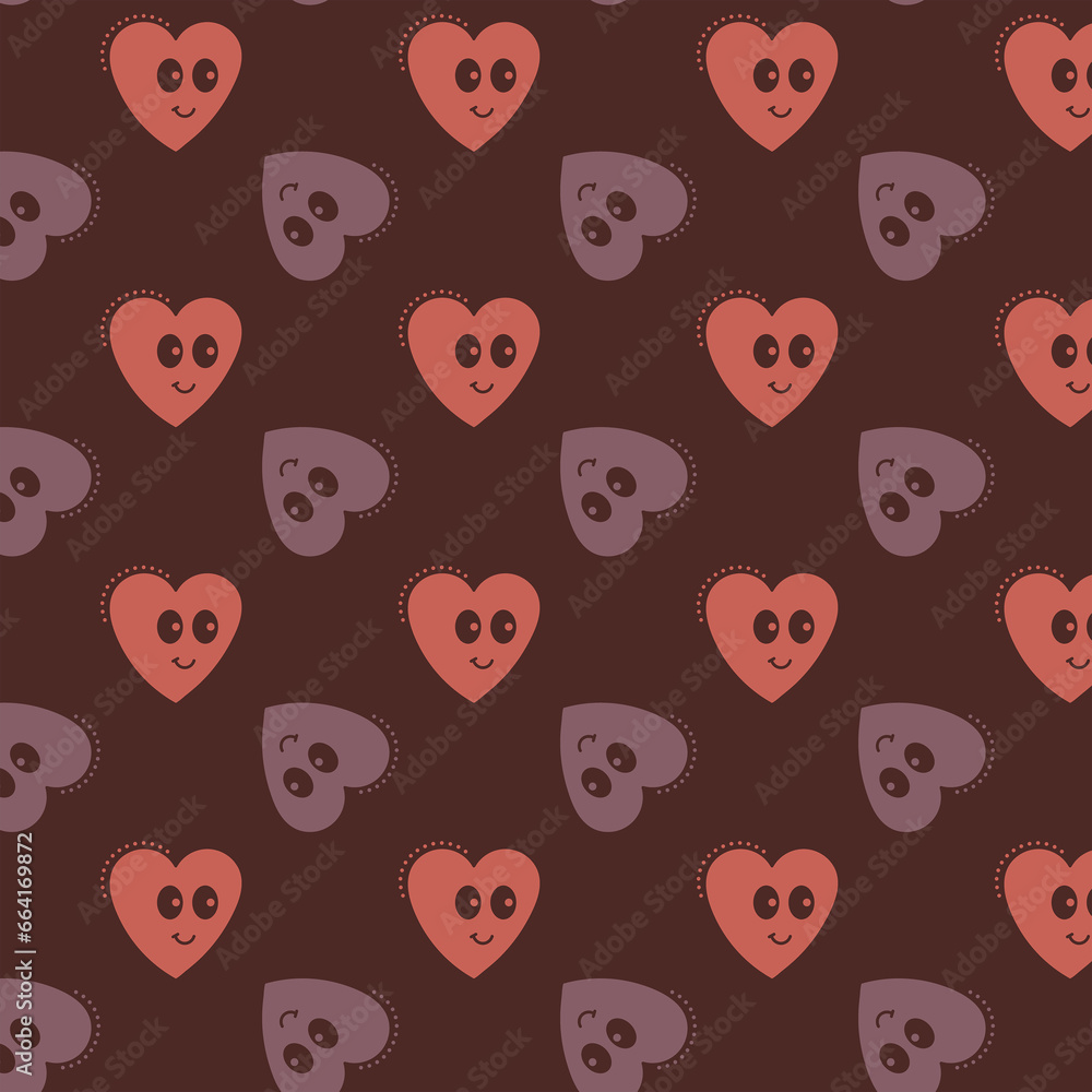 Digital png photo of pink and purple pattern of repeated hearts on transparent background