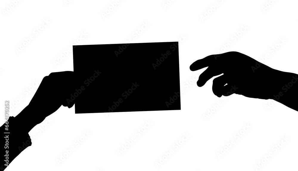 Digital png illustration of silhouettes of hands with document on transparent background Digital png illustration of silhouettes of hands with document on transparent background