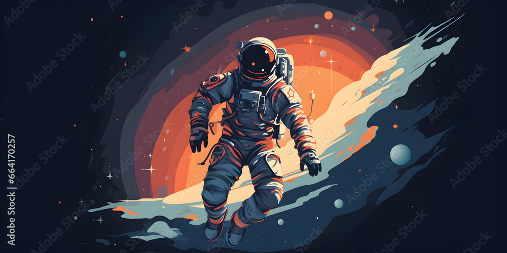 Colorful art of astronaut in the space