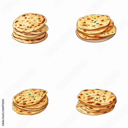 set of happy cute naan bread watercolor illustrations for printing on baby clothes, pattern, sticker, postcards, print, fabric, and books