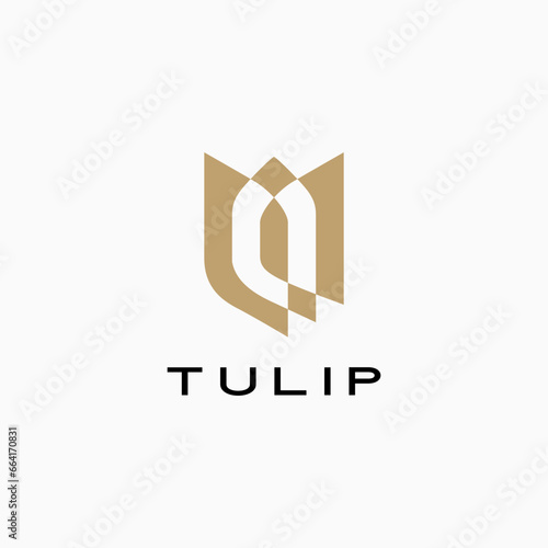 gold tulip logo vector icon illustration