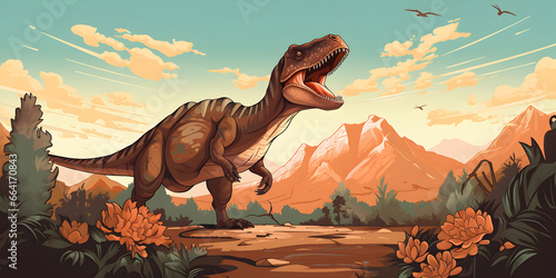 Dinosaur in nature illustration background