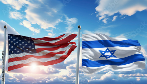 american flag next to the flag of israel