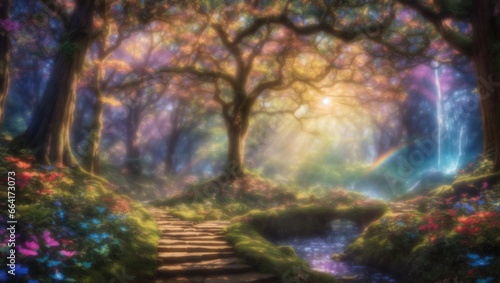"Rainbow Enchantment: A Journey Through the Magical Forest"