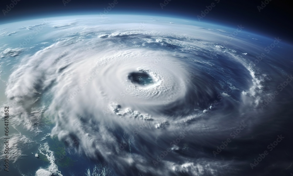 Super Typhoon, tropical storm, cyclone, tornado, over ocean. Weather background.