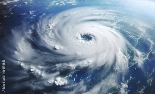 Super Typhoon, tropical storm, cyclone, tornado, over ocean. Weather background.