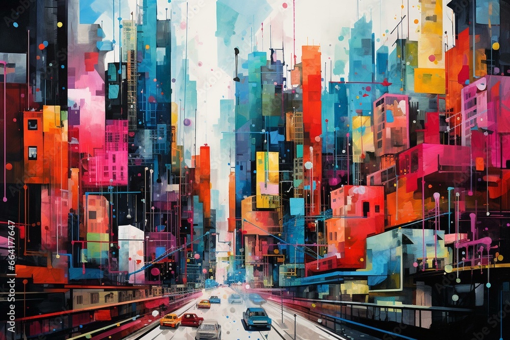 Vibrantly connected urban structures of diverse sizes forming a vibrant cityscape. Generative AI Vibrantly connected urban structures of diverse sizes forming a vibrant cityscape. Generative AI