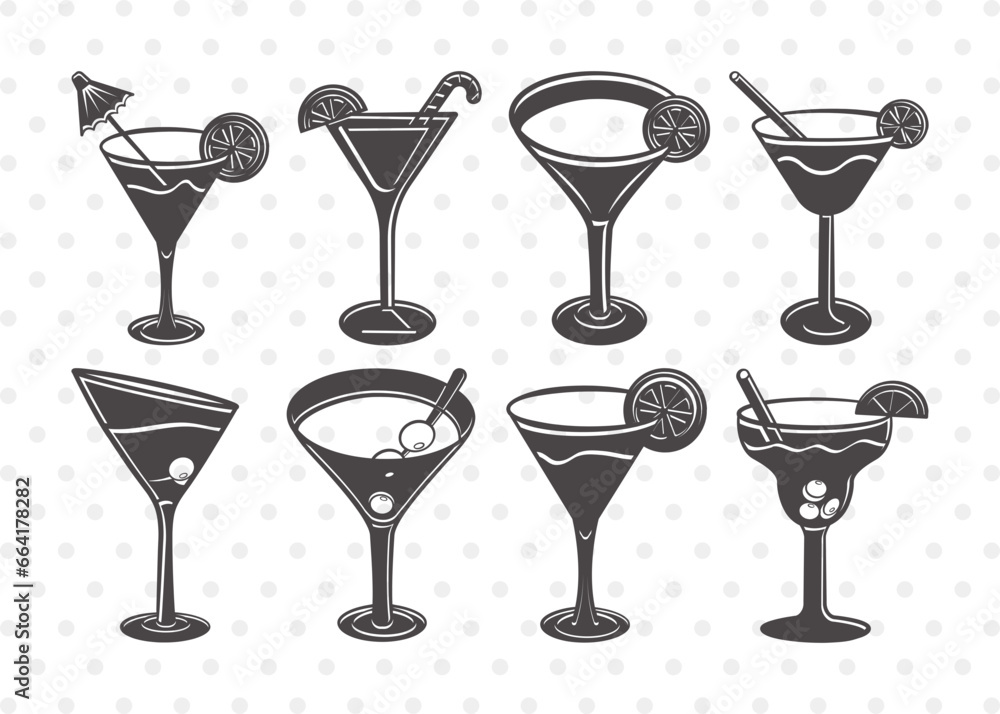 Martini Glass Clipart SVG Cut File | Margarita Glass Svg | Lime Svg