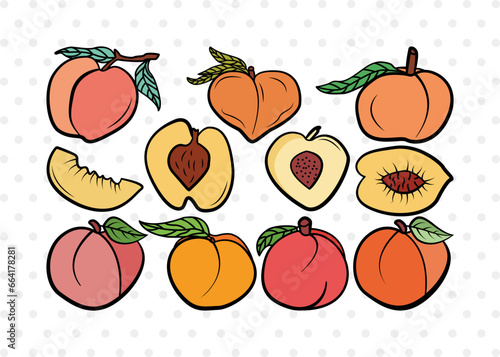 Peach Fruit Clipart SVG Cut File   Peach Svg   Fruit Svg   Peach Slice Svg   Peach Bundle   Summer SVG   Eps   Dxf   Png  