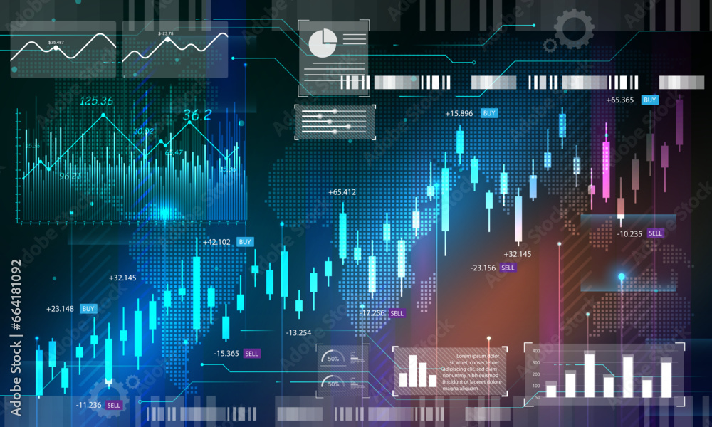 Obraz premium Abstract background image, concept, technology, graph, analysis, investment, finance, stock market