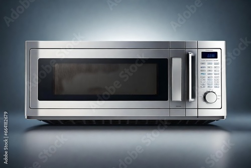 Realistic microwave oven, steel vector on isolated ,white background