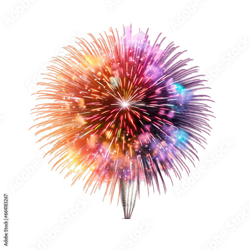 Sparkling fireworks isolated on transparent background for new year, anniversary, birthday celebration